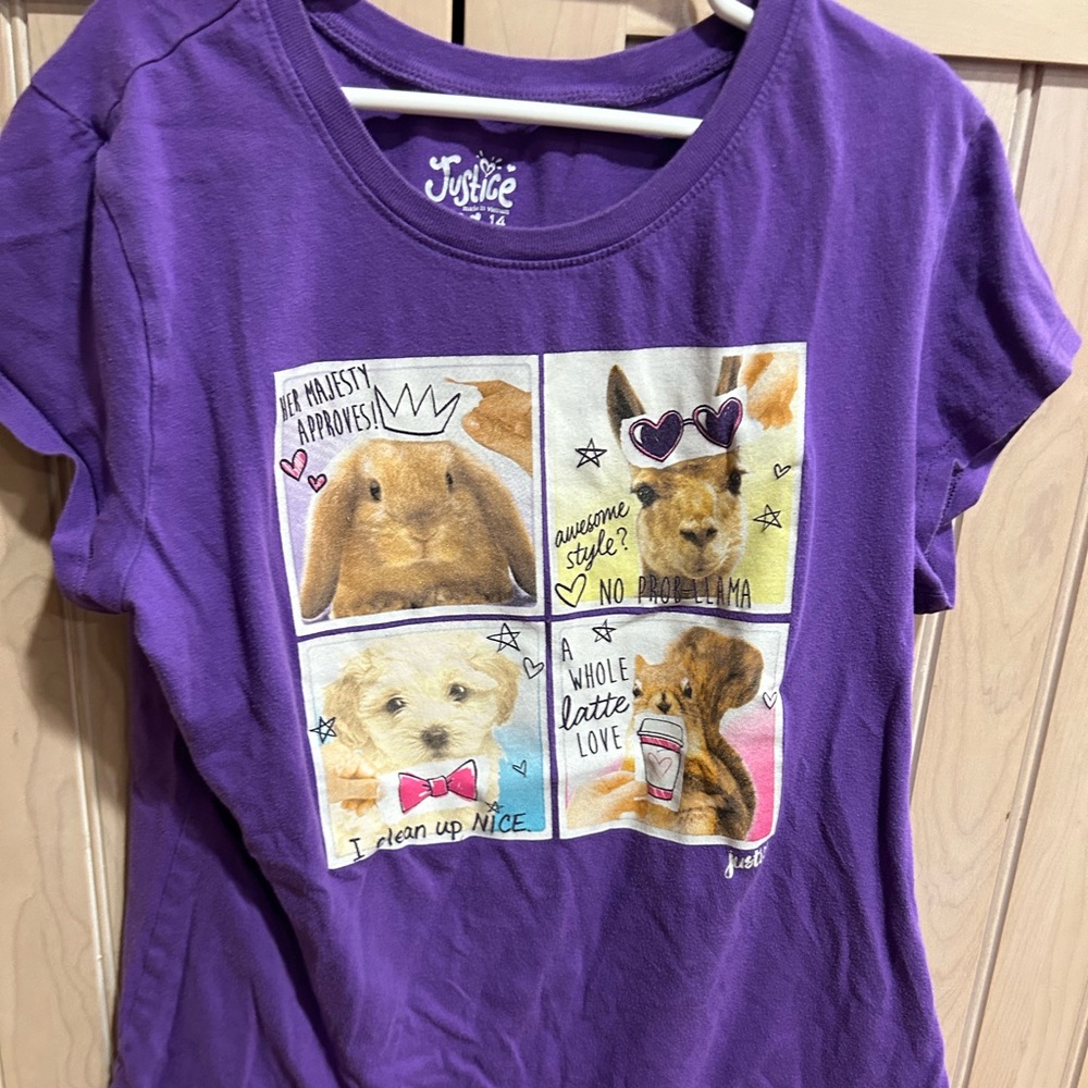 Justice girls purple graphic tee
